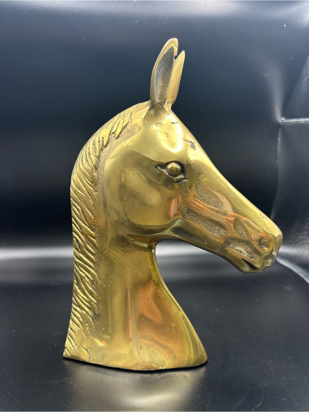 Brass Horse Bookend Heavy Vintage 7” X 4 1/2”